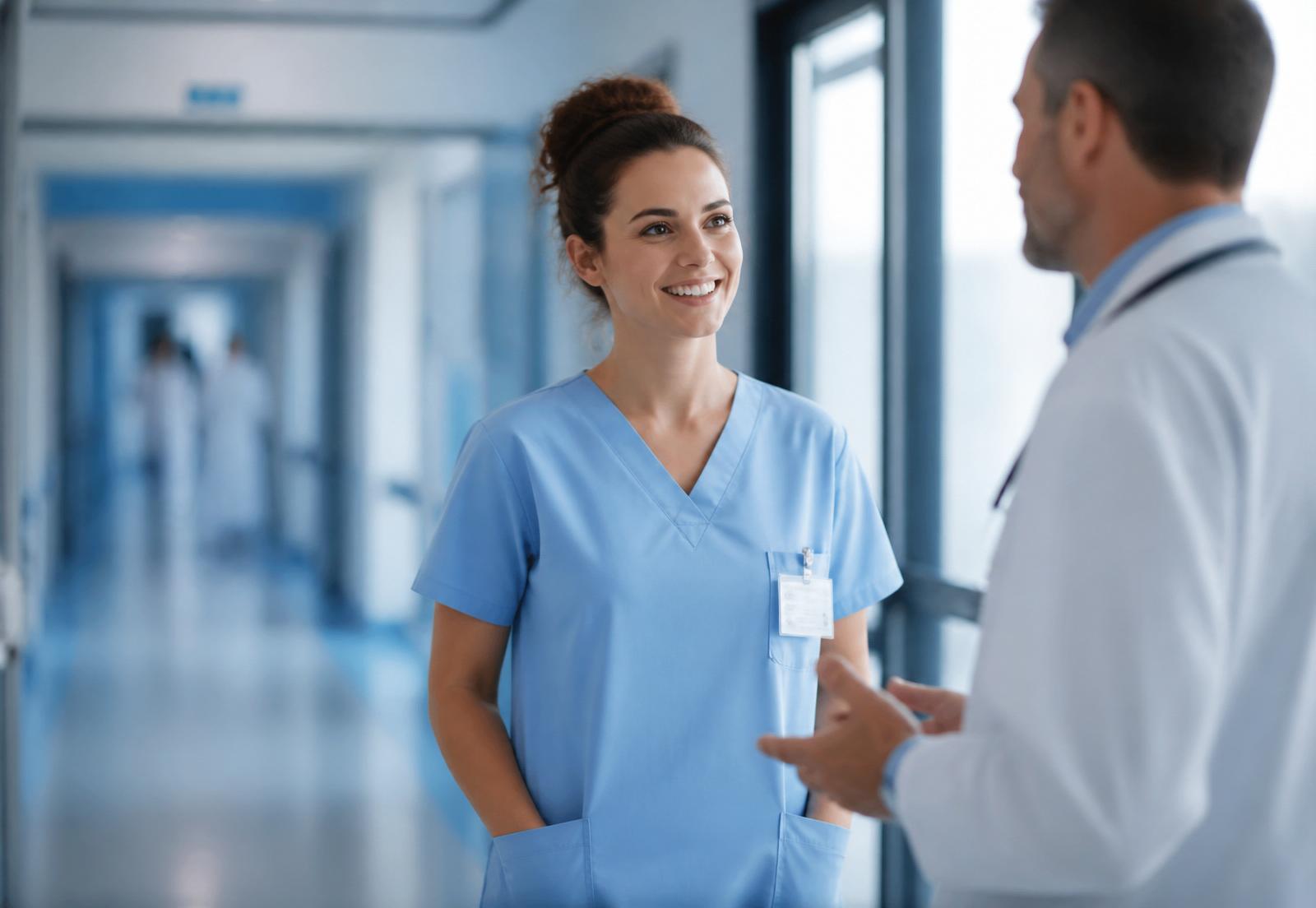 Illustration d'un médecin et d'une infirmière libéraux avec le symbole de la santé